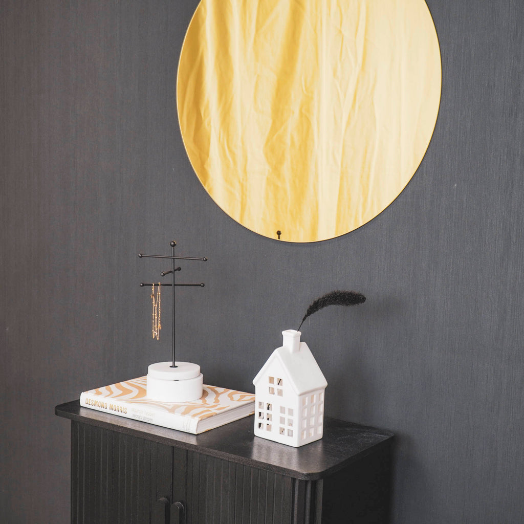 Spejl - Rund - Gyldent glas - 60x1x60cm