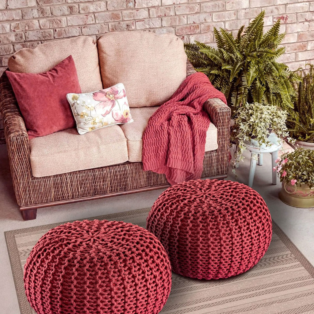 Puf/strikpuf premium Ø45cm 100% vandtæt robin rød - Nordic Unique