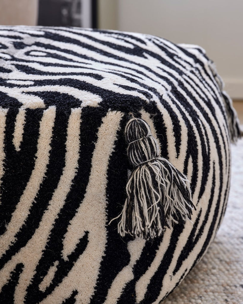 Puf Zebra Sort/Hvid