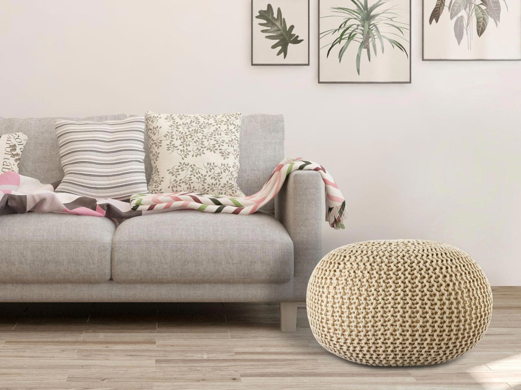 Puf/strikpuf premium Ø55cm 100% vandtæt creme - Nordic Unique