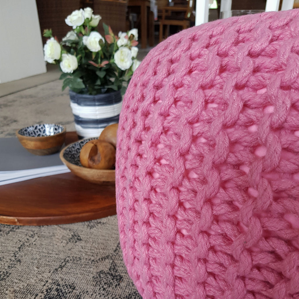 Puf/strikpuf premium Ø55cm 100% vandtæt pink