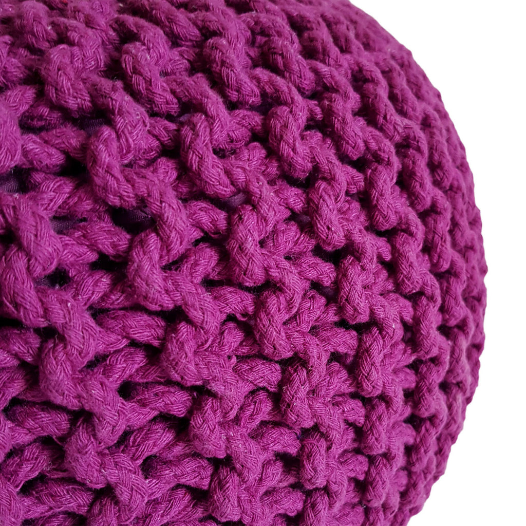 Puf/strikpuf grovstrik Ø45x30cm lilla