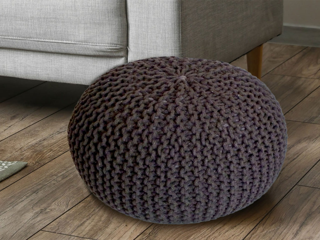 Puf/strikpuf grovstrik Ø45x30cm kanel