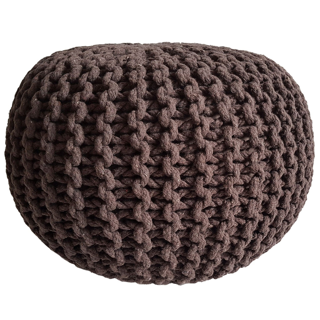 Puf/strikpuf grovstrik Ø45x30cm kanel