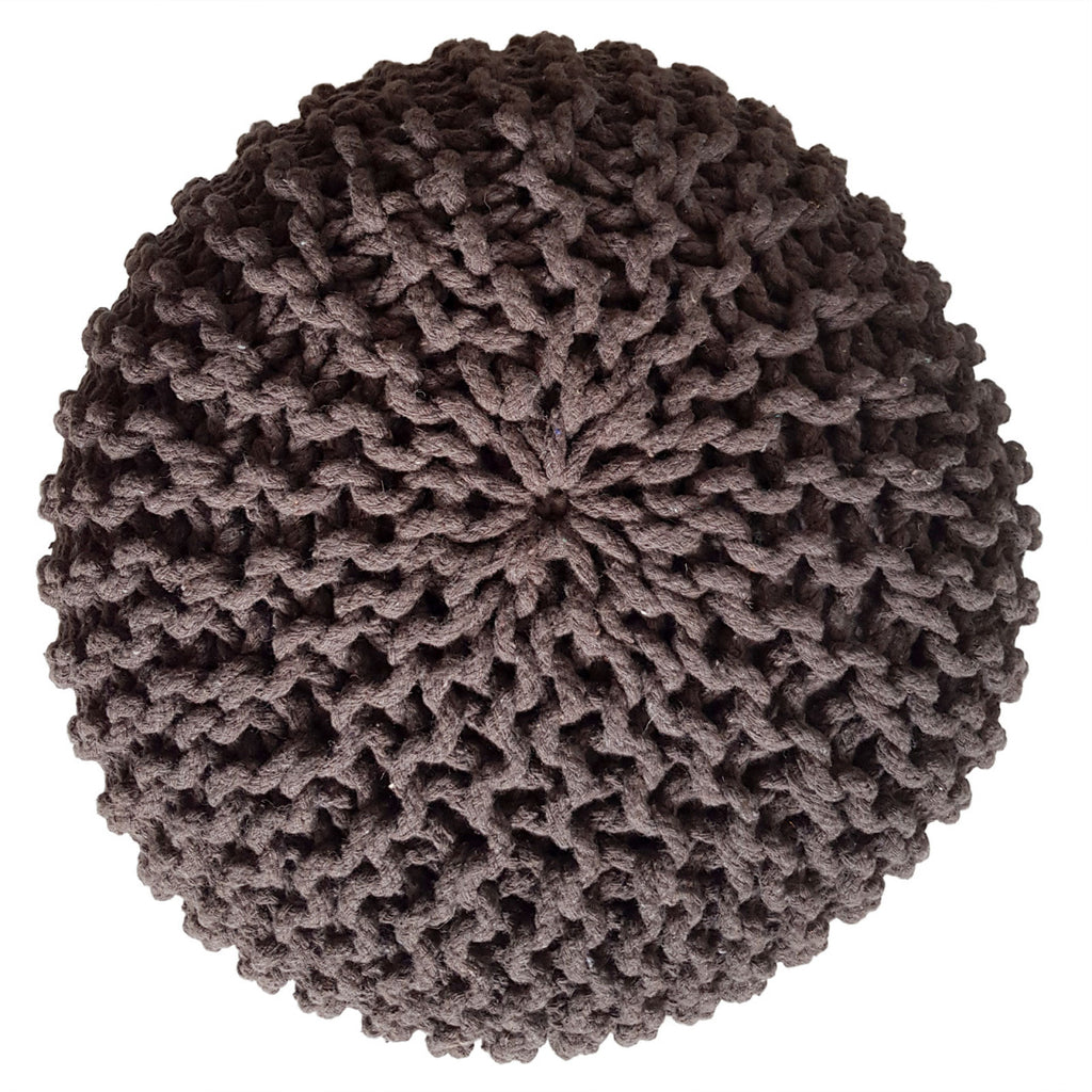Puf/strikpuf grovstrik Ø45x30cm kanel