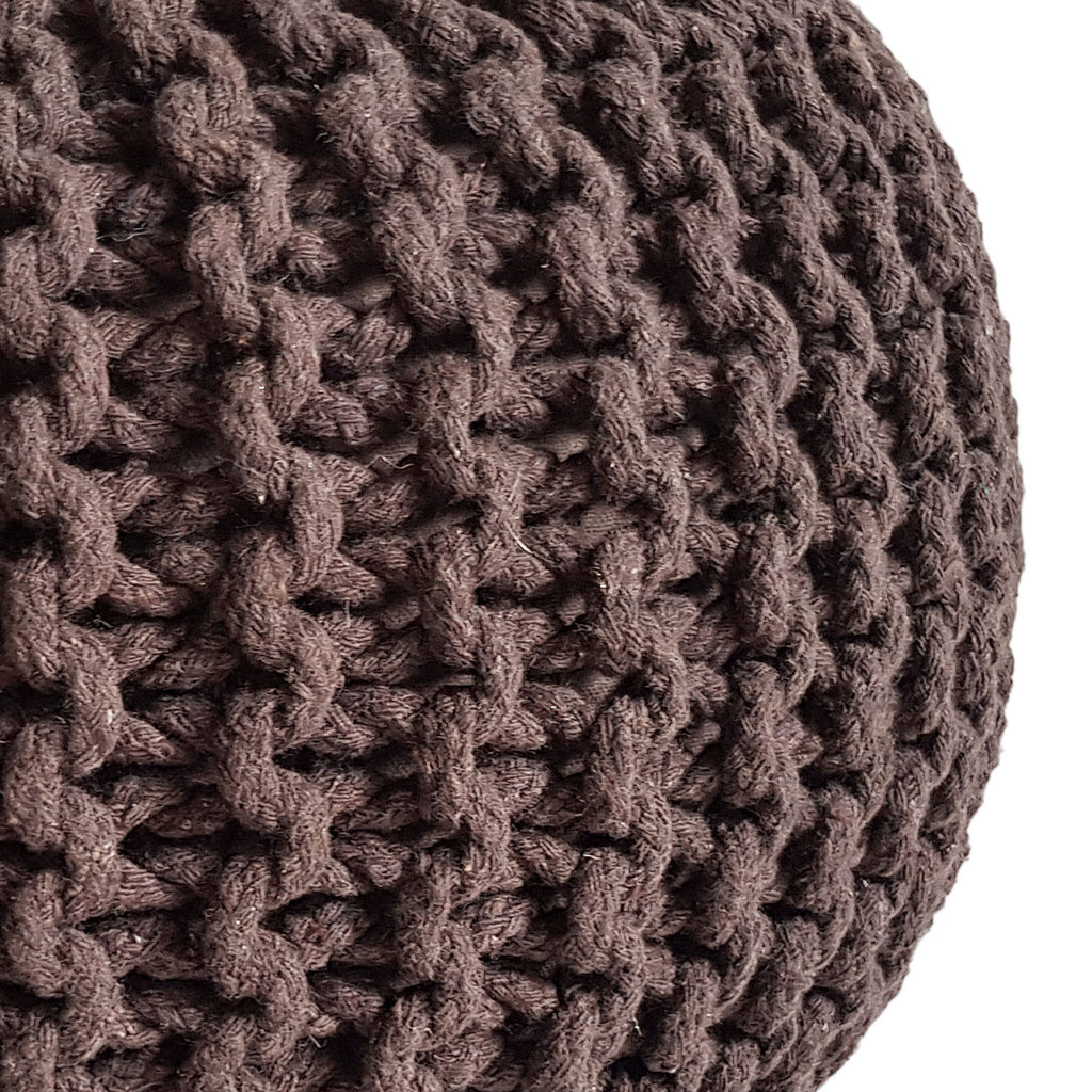 Puf/strikpuf grovstrik Ø45x30cm kanel
