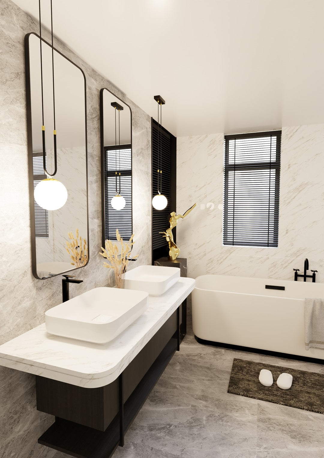 Loftlampe GLAM 1 - Sort / Hvid / Guld - Nordic Unique