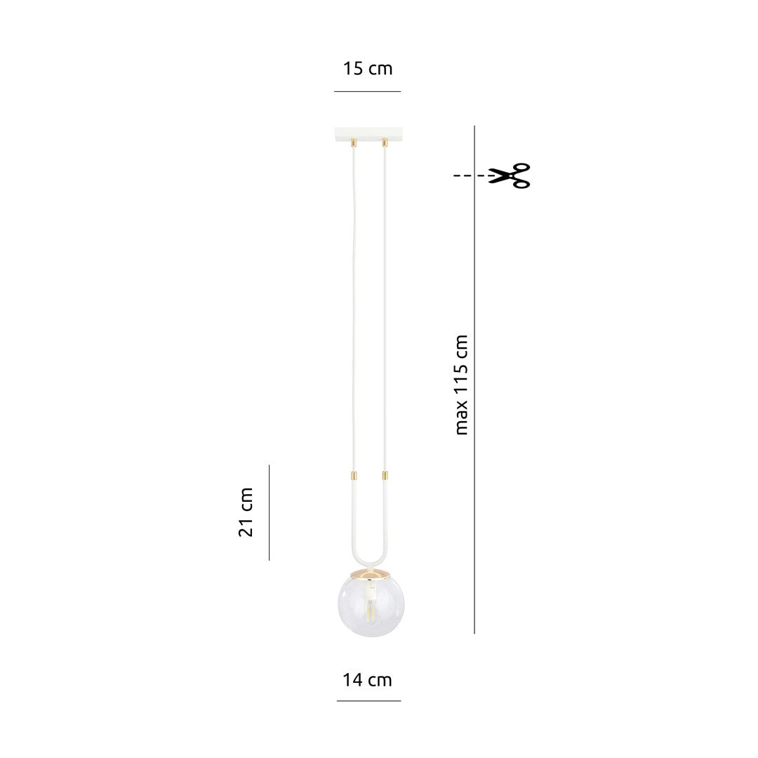 Loftlampe GLAM 1 Gennemsigtig - Hvid / Guld - Nordic Unique