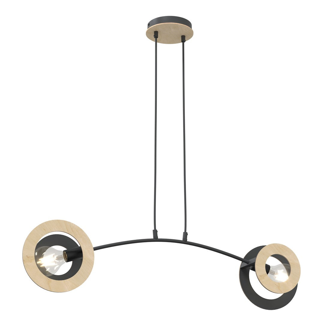 Loftlampe SKIVA 2 - Sort / Træ - Nordic Unique