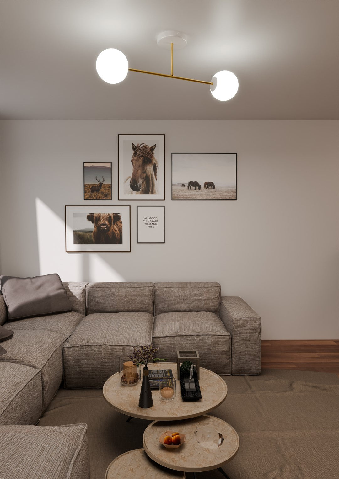 Loftlampe MAGNUM 2 - Guld / Hvid - Nordic Unique