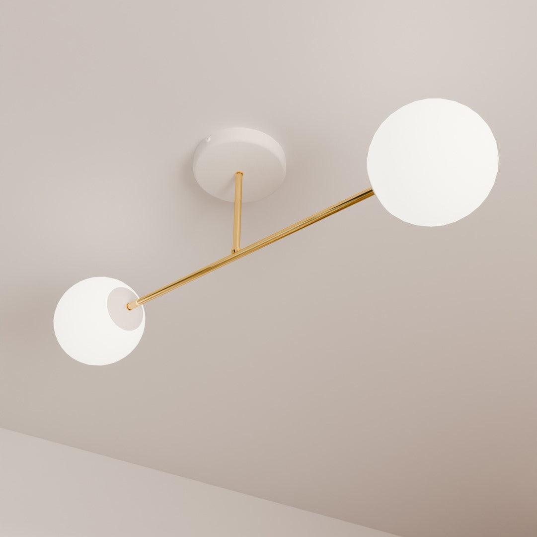 Loftlampe MAGNUM 2 - Guld / Hvid - Nordic Unique