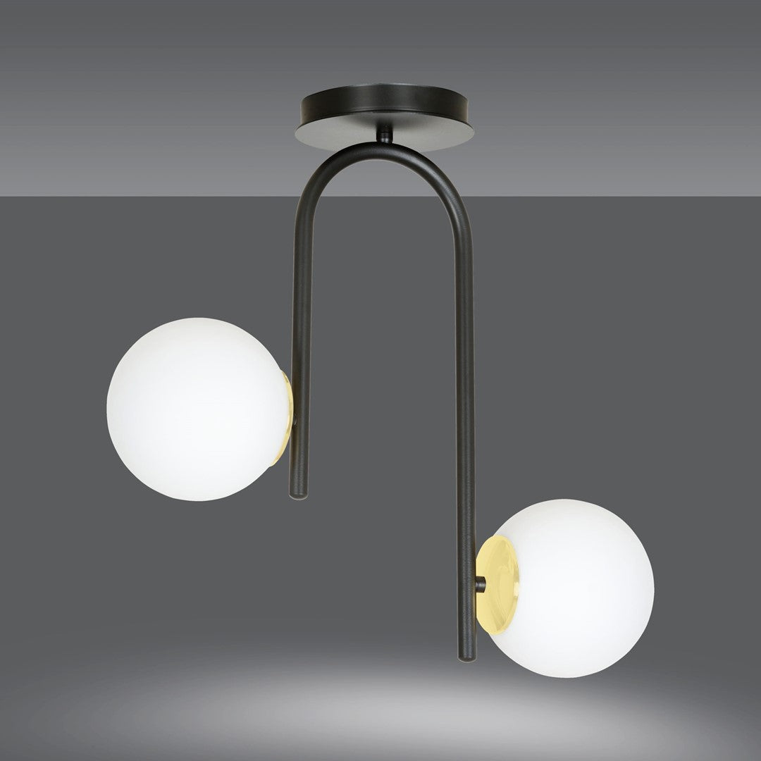 Loftlampe RAGNAR 2 - Sort / Guld / Hvid - Nordic Unique