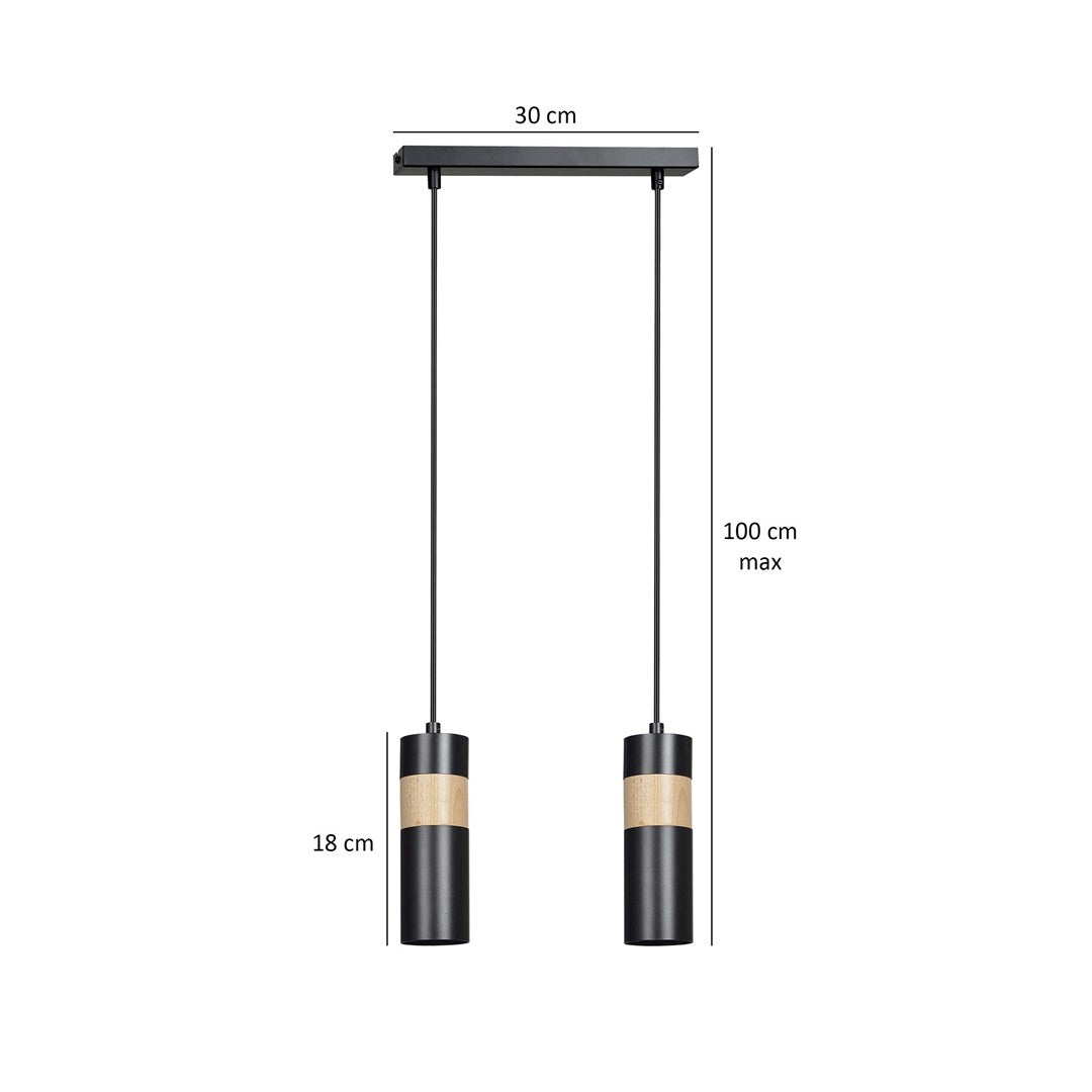 Loftlampe AKARI 2 - Sort / Træ - Nordic Unique