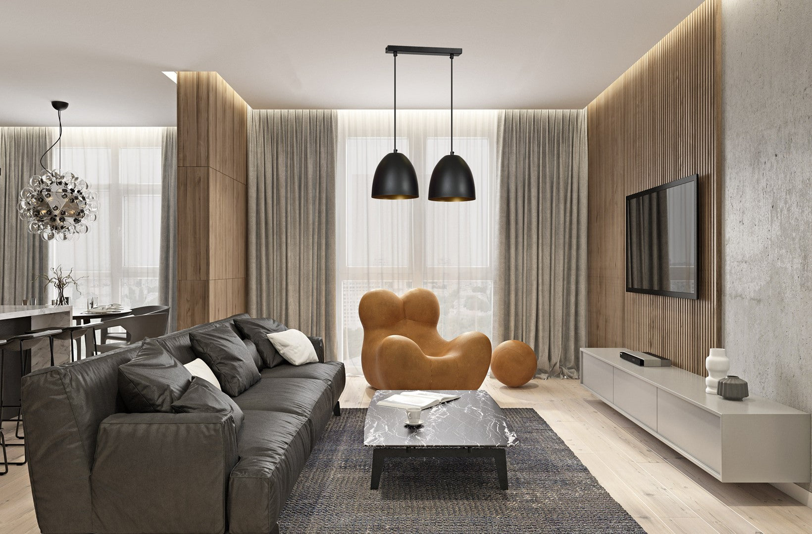 Loftlampe LENOX 2 - Sort / Guld - Nordic Unique