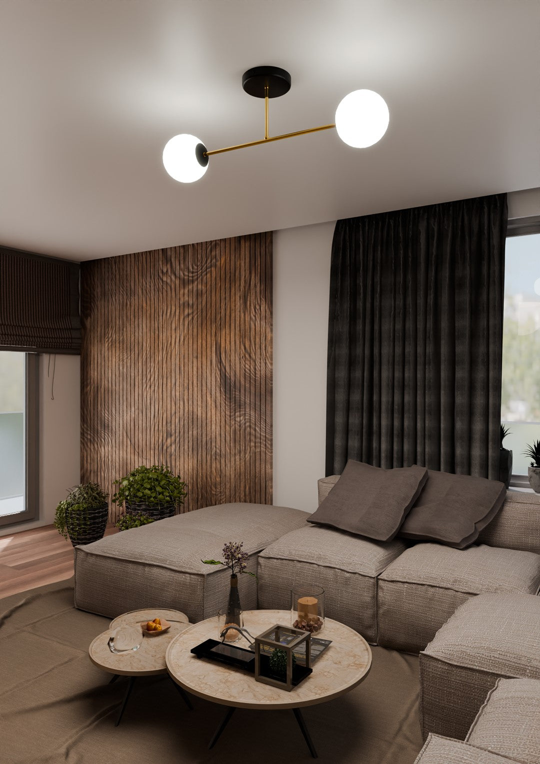 Loftlampe MAGNUM 2 - Sort / Guld / Hvid - Nordic Unique