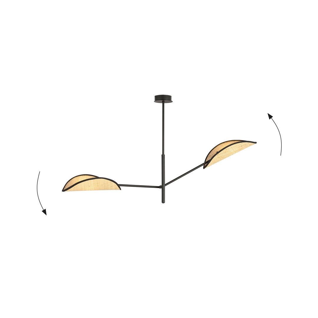 Loftlampe VENE 2 - Sort / Rattan - Nordic Unique