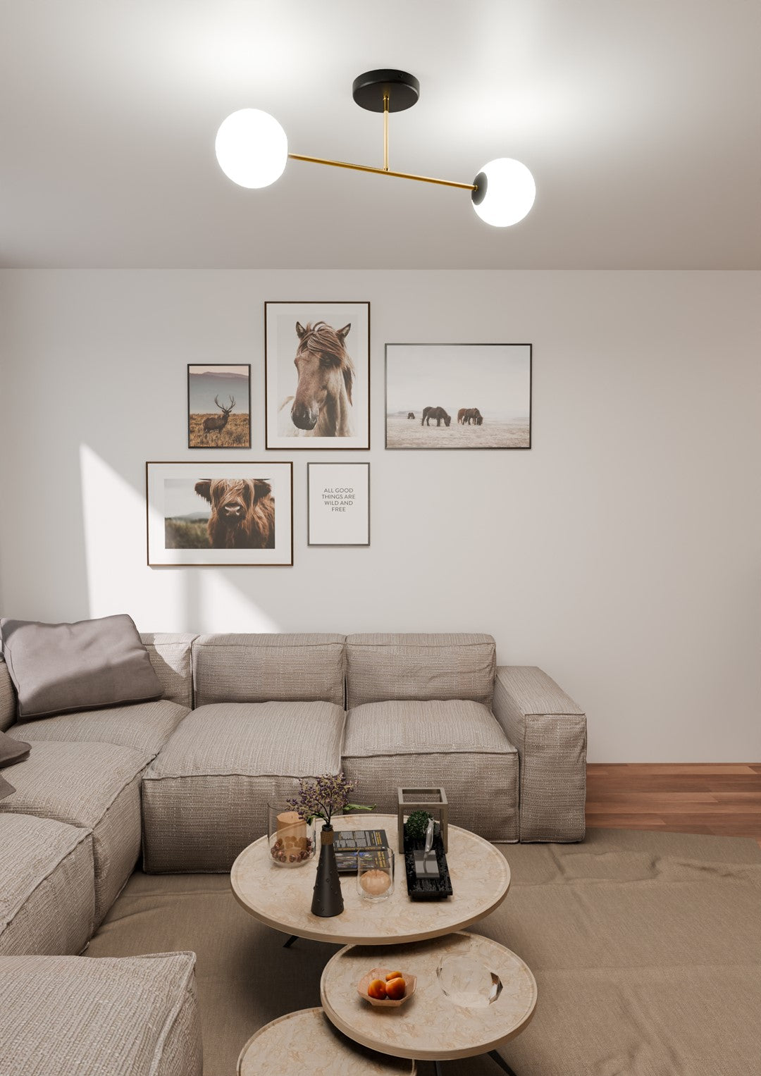 Loftlampe MAGNUM 2 - Sort / Guld / Hvid - Nordic Unique