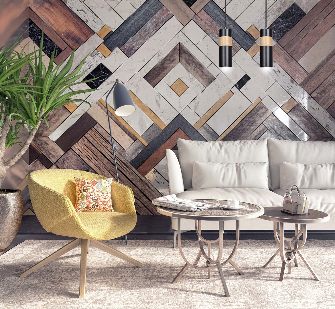 Loftlampe AKARI 2 - Sort / Træ - Nordic Unique