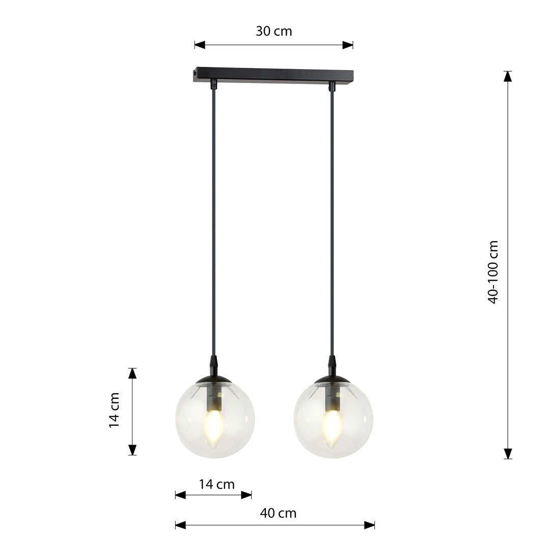 Loftlampe COSMO 2 Gennemsigtig - Sort - Nordic Unique