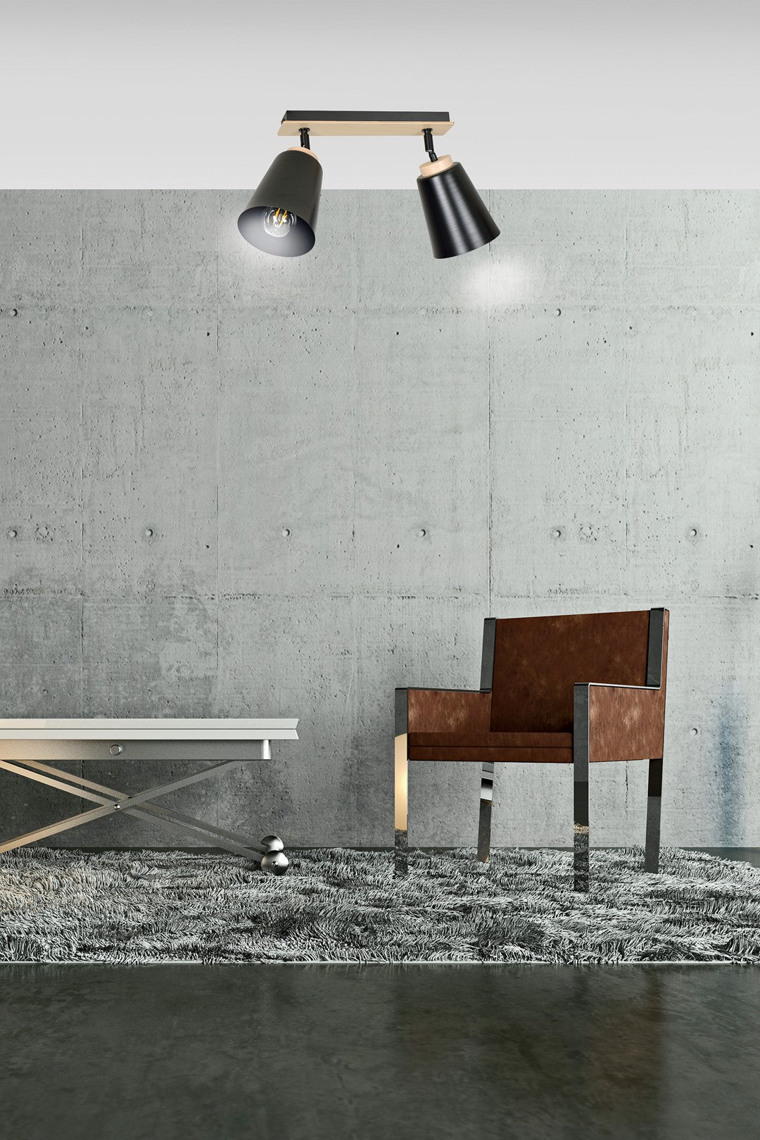 Loftlampe ATLAS 2 - Sort / Træ - Nordic Unique