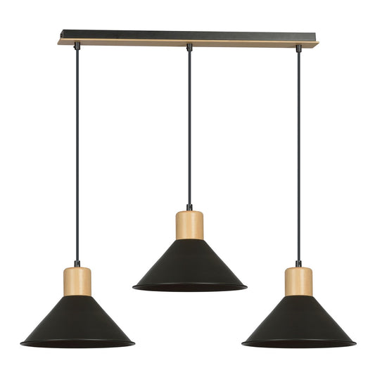 Loftlampe ROWEN 3 - Sort / Træ - Nordic Unique