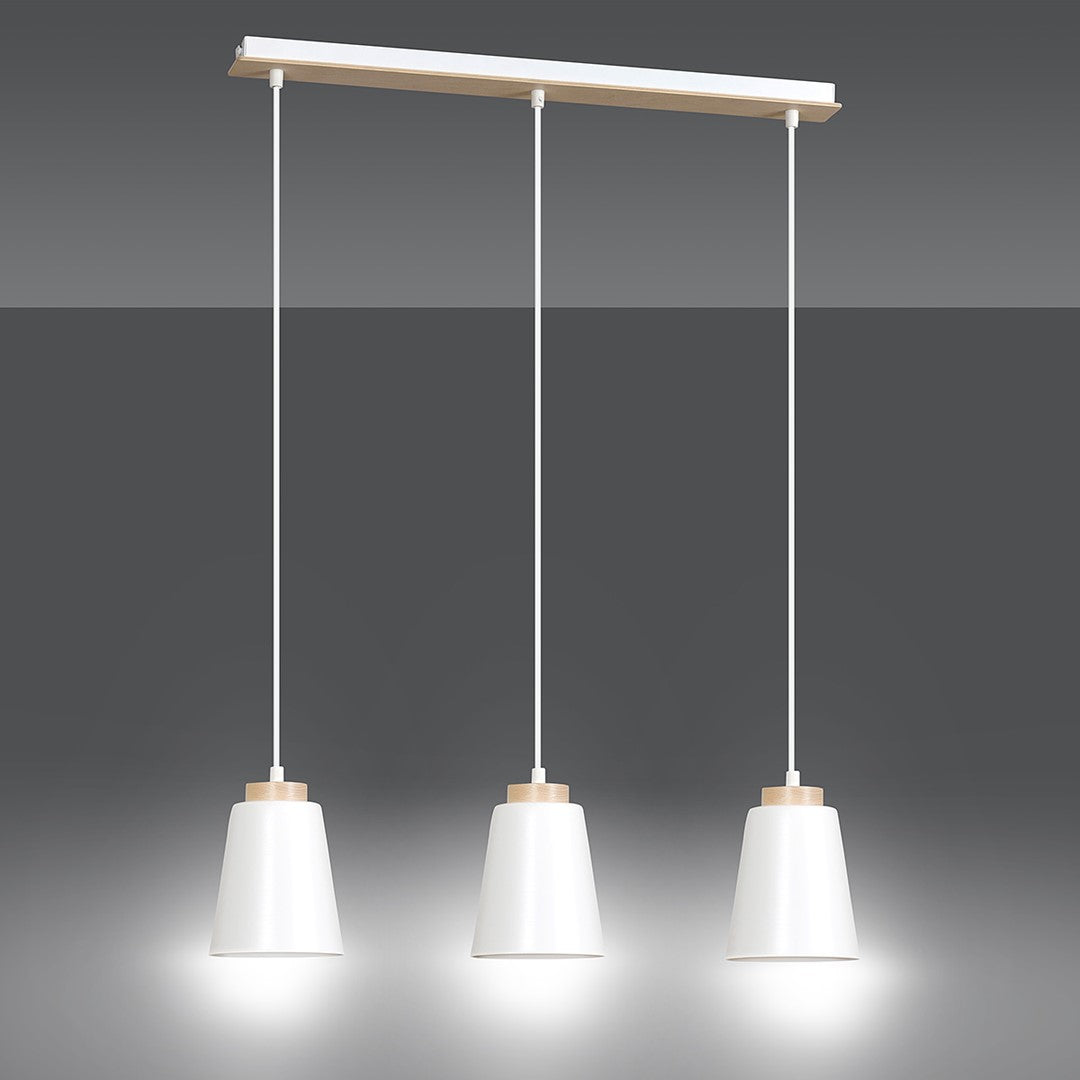 Loftlampe BOLERO 3 - Hvid / Træ - Nordic Unique