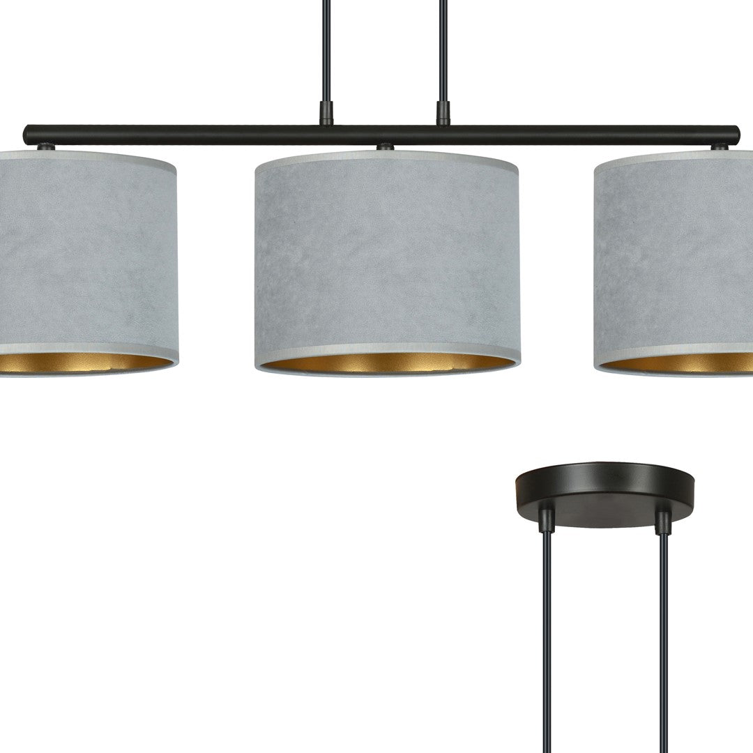 Loftlampe HILDE 3 - Sort / Grå / Guld - Nordic Unique