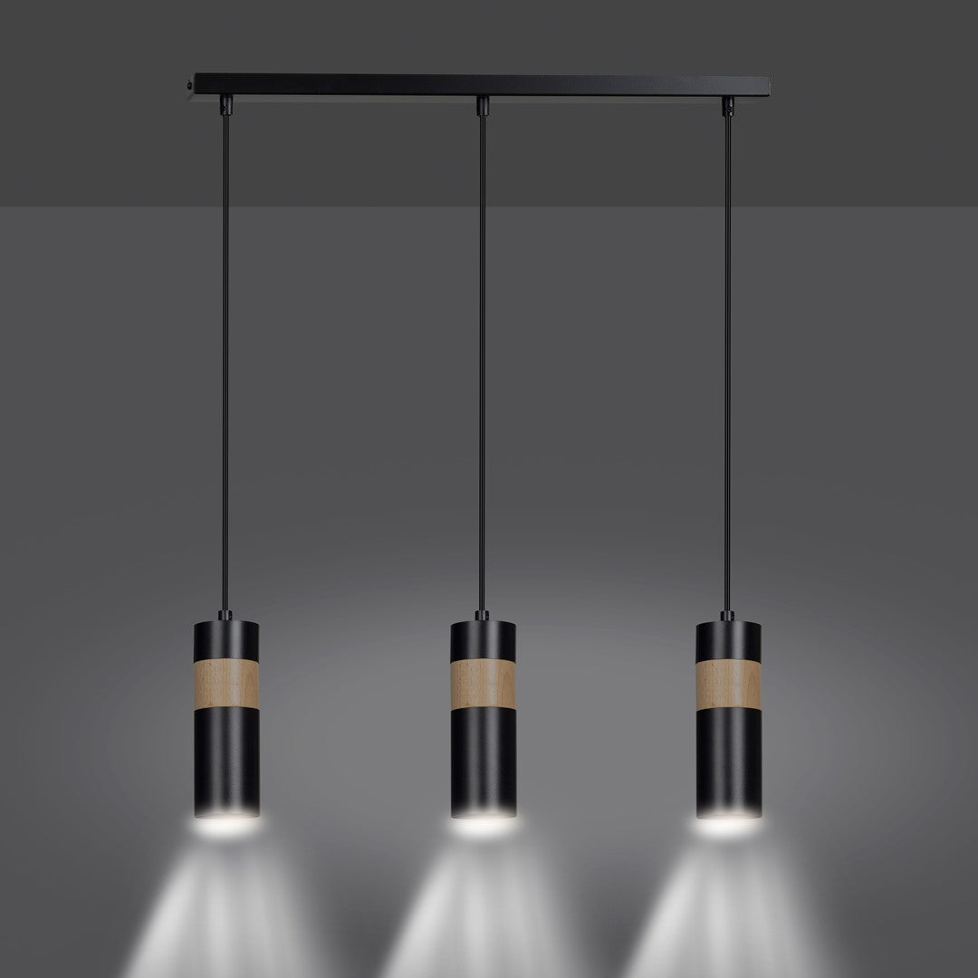 Loftlampe AKARI 3 - Sort / Træ - Nordic Unique