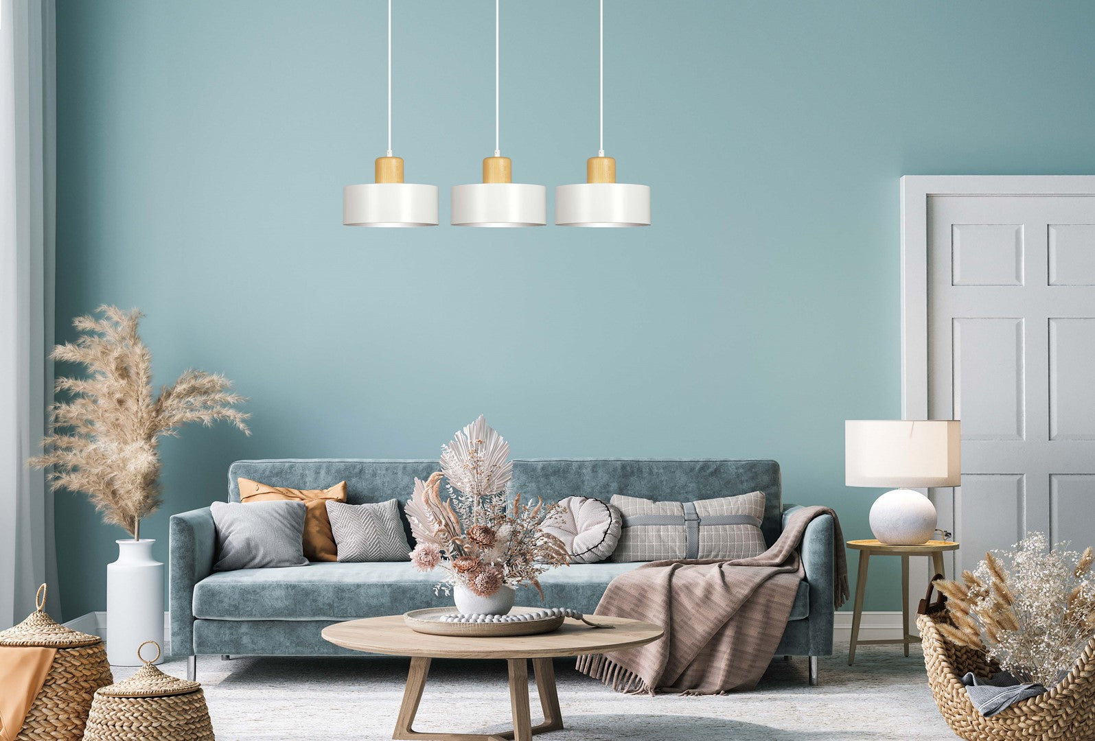 Loftlampe TORIN 3 - Hvid / Træ - Nordic Unique