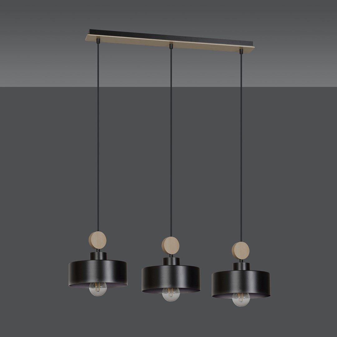 Loftlampe TUNISO 3 - Sort / Træ - Nordic Unique