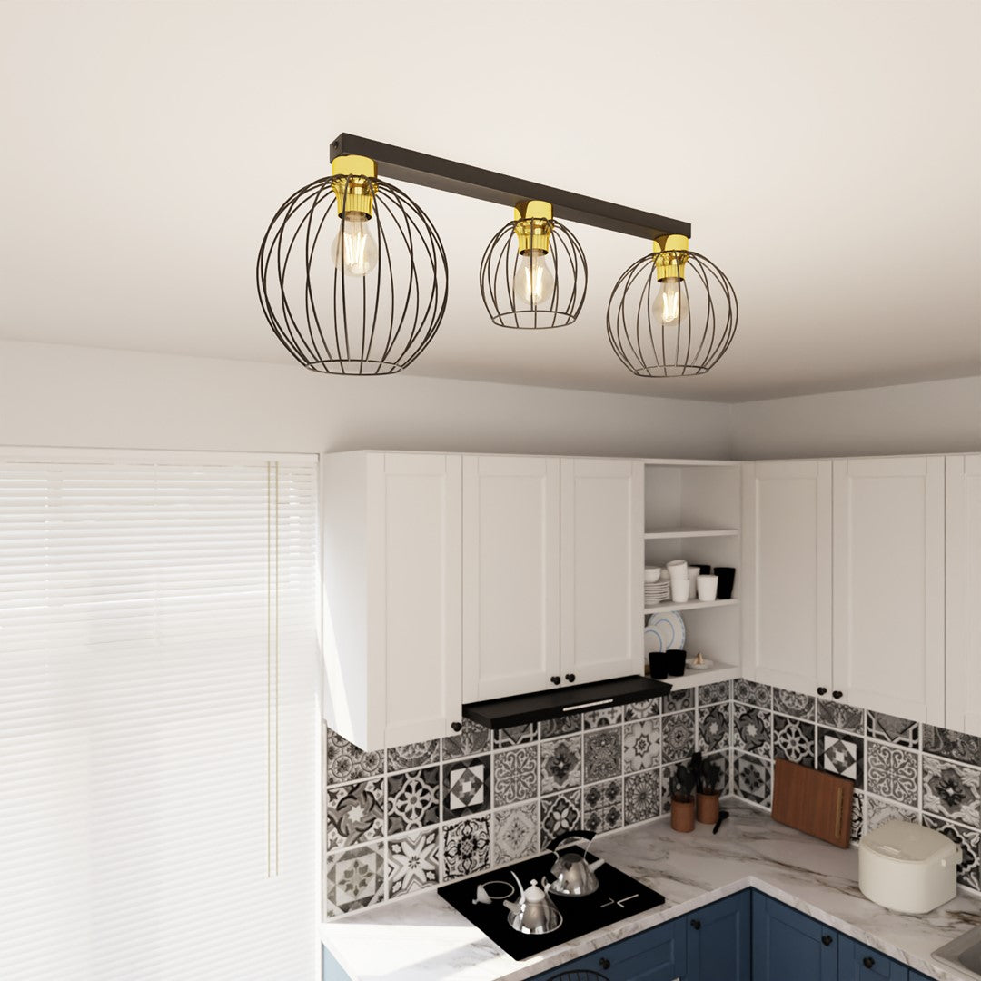 Loftlampe REDE 3 - Sort / Guld - Nordic Unique