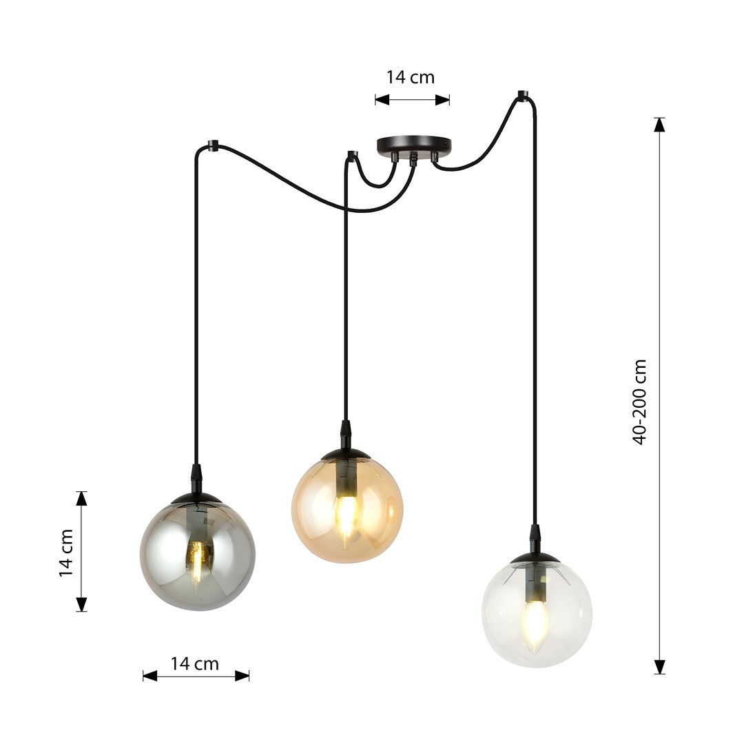Loftlampe GIGI 3 - Sort / Grafit / Rav - Nordic Unique
