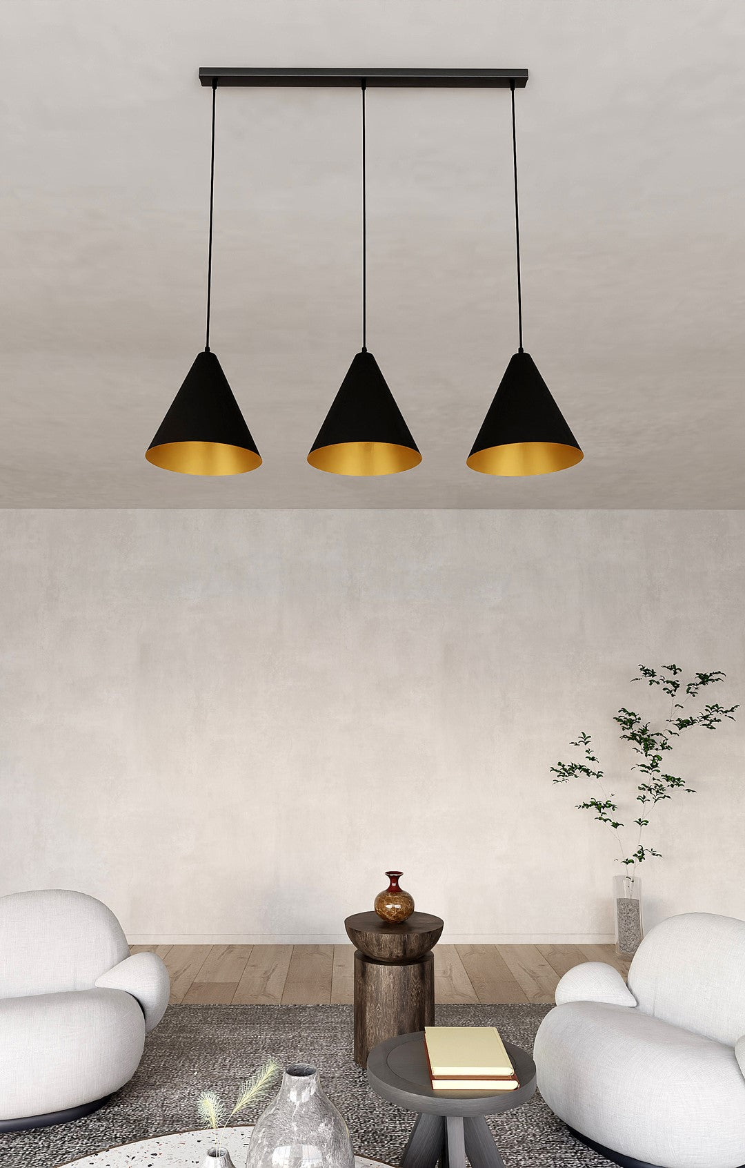 Loftlampe REBEL 3 - Sort / Guld - Nordic Unique