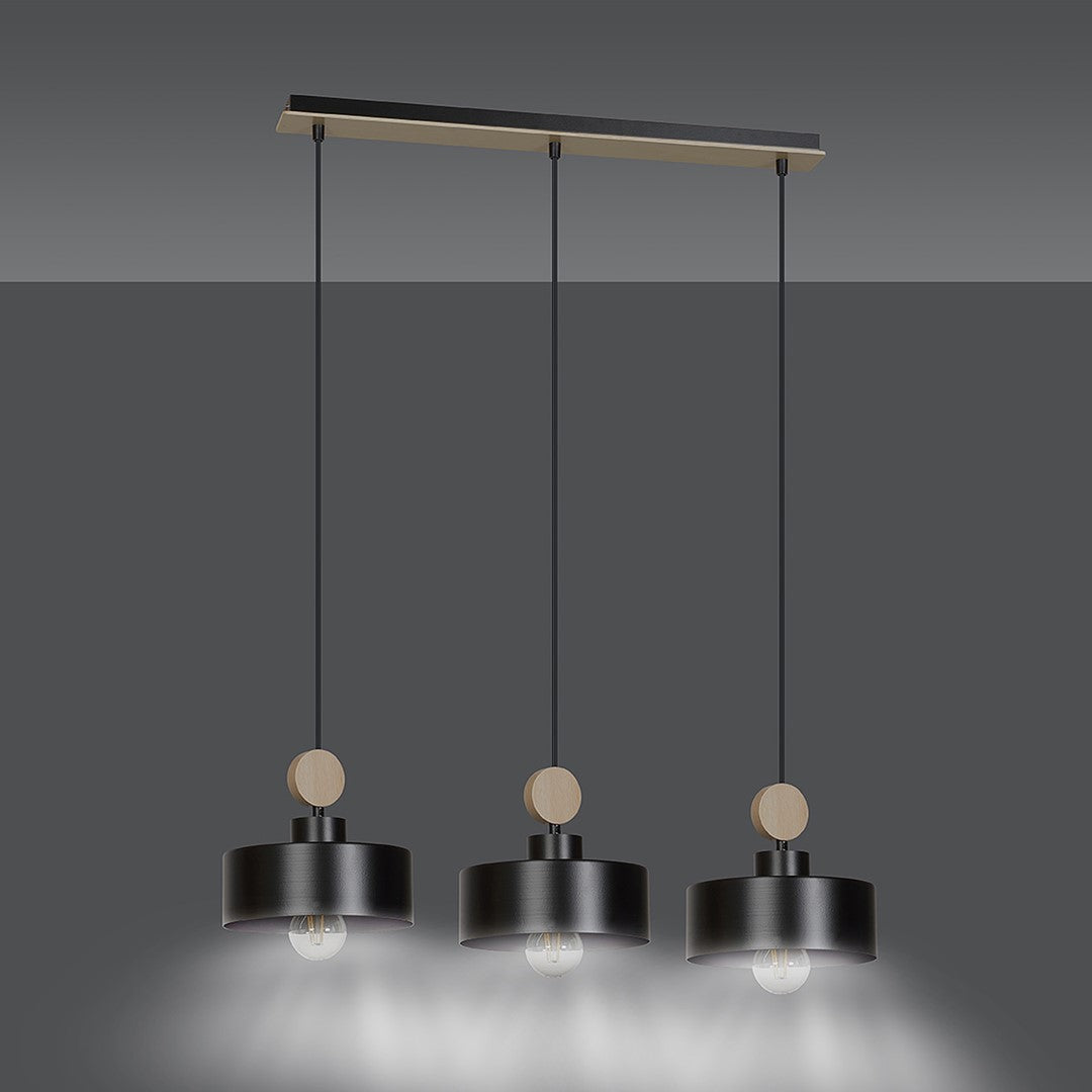 Loftlampe TUNISO 3 - Sort / Træ - Nordic Unique