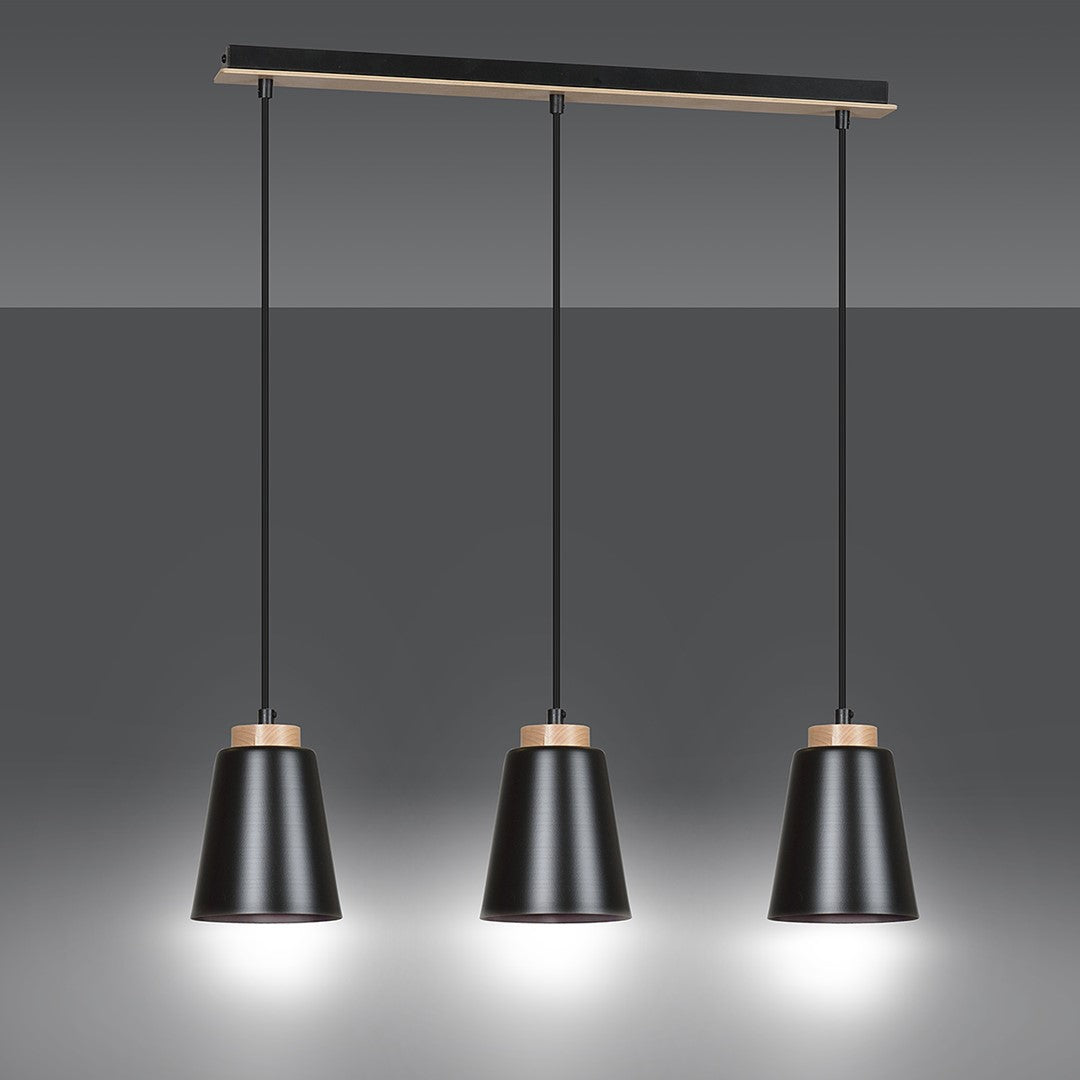 Loftlampe BOLERO 3 - Sort / Træ - Nordic Unique