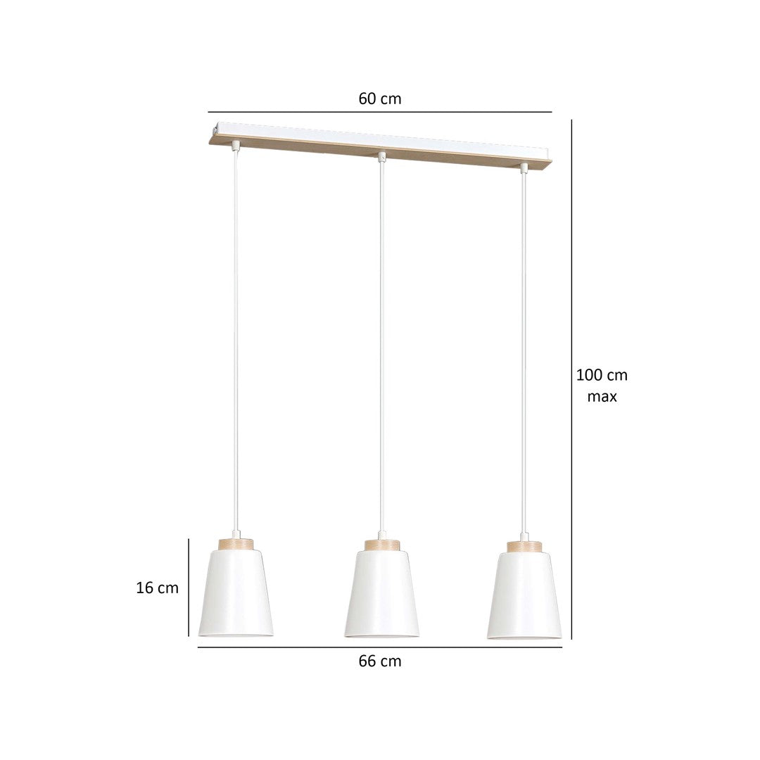 Loftlampe BOLERO 3 - Hvid / Træ - Nordic Unique