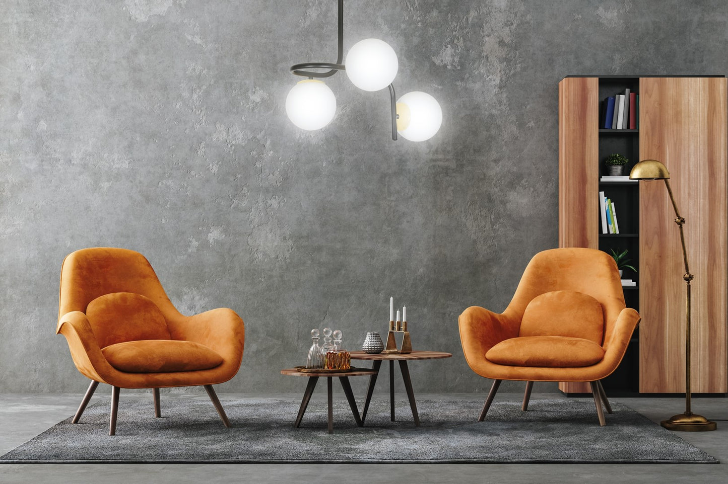 Loftlampe RAGNAR 3 - Sort / Hvid / Guld - Nordic Unique