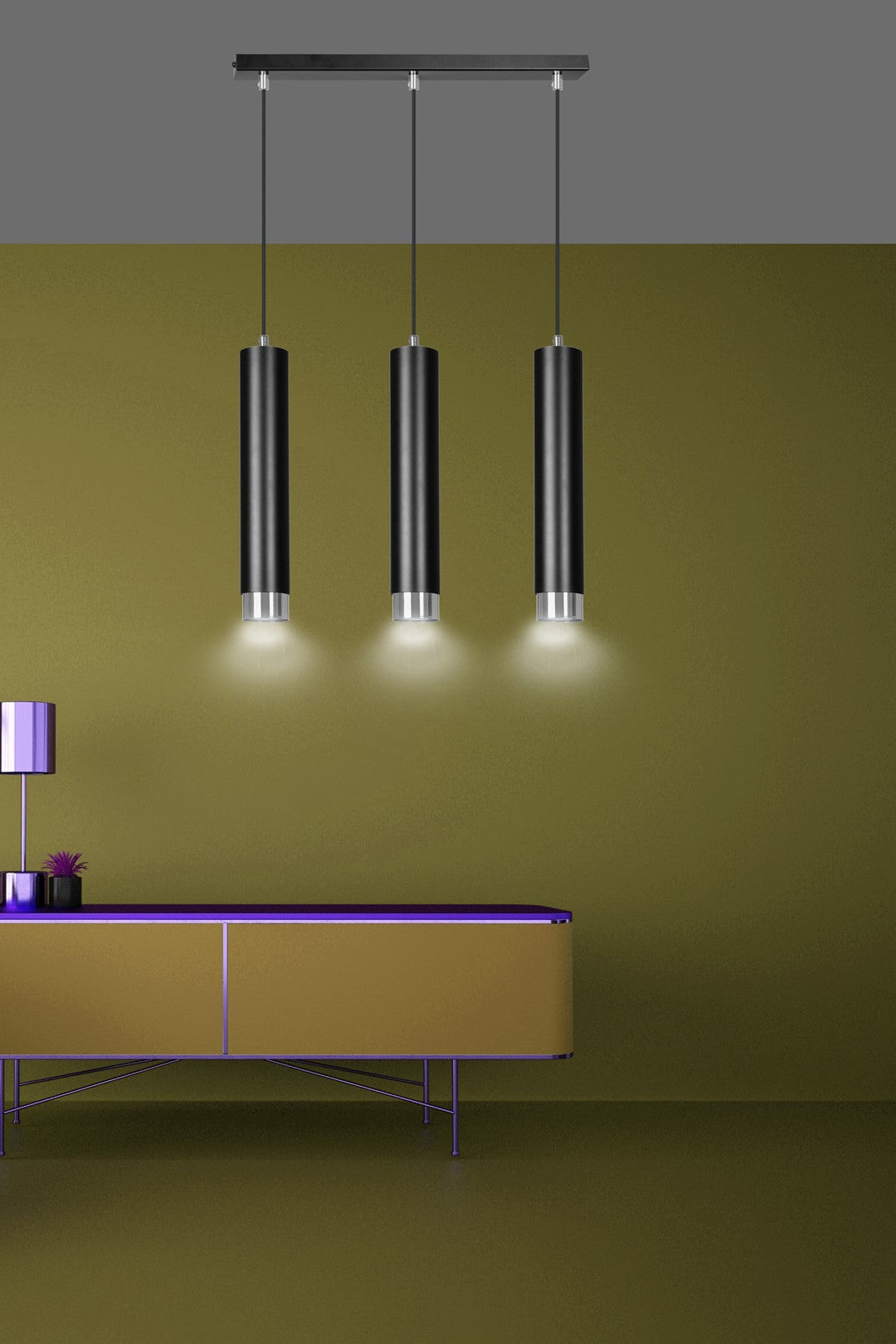 Loftlampe KIBO 3 - Sort / Krom - Nordic Unique