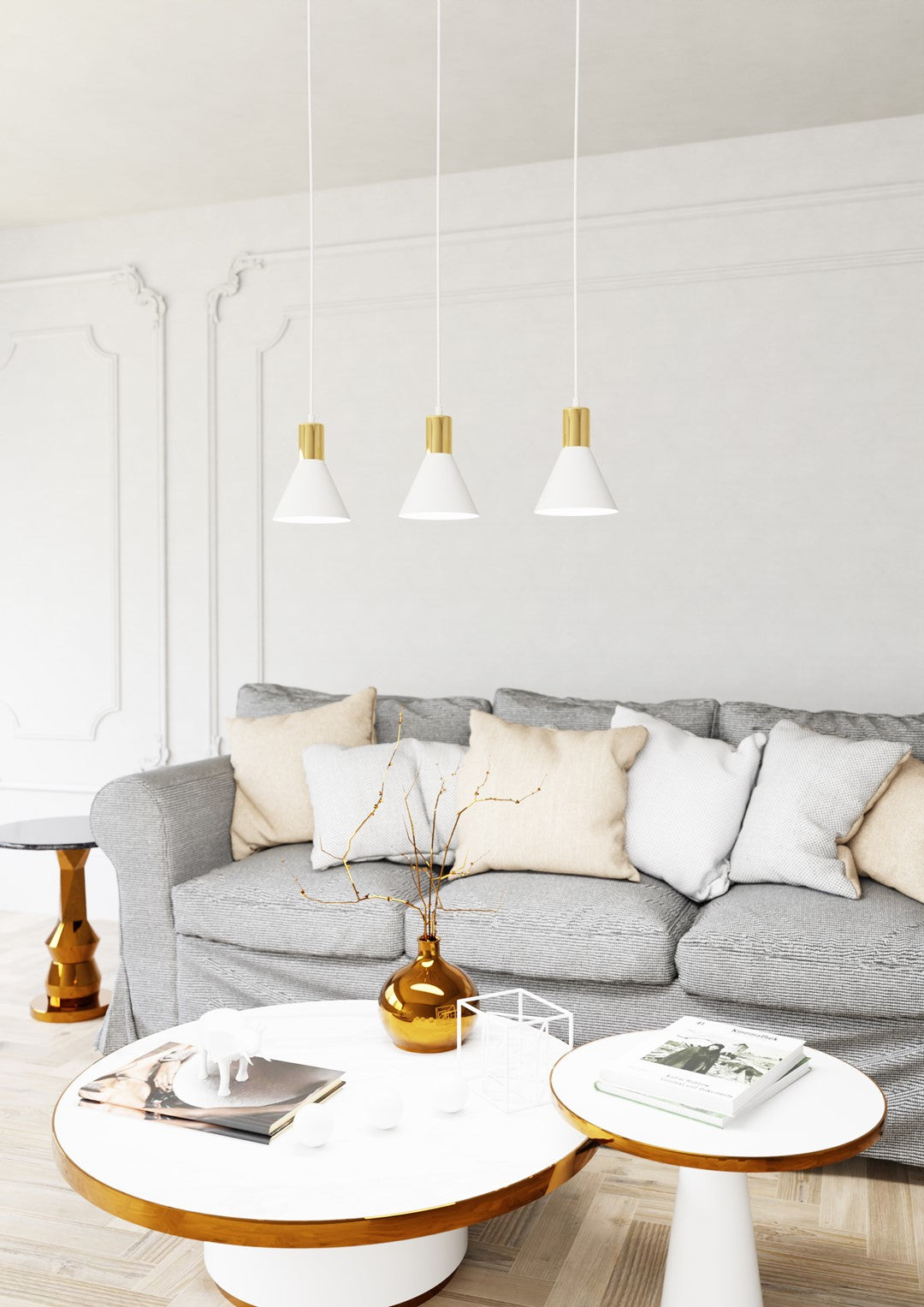 Loftlampe ROSA 3 - Hvid / Guld - Nordic Unique