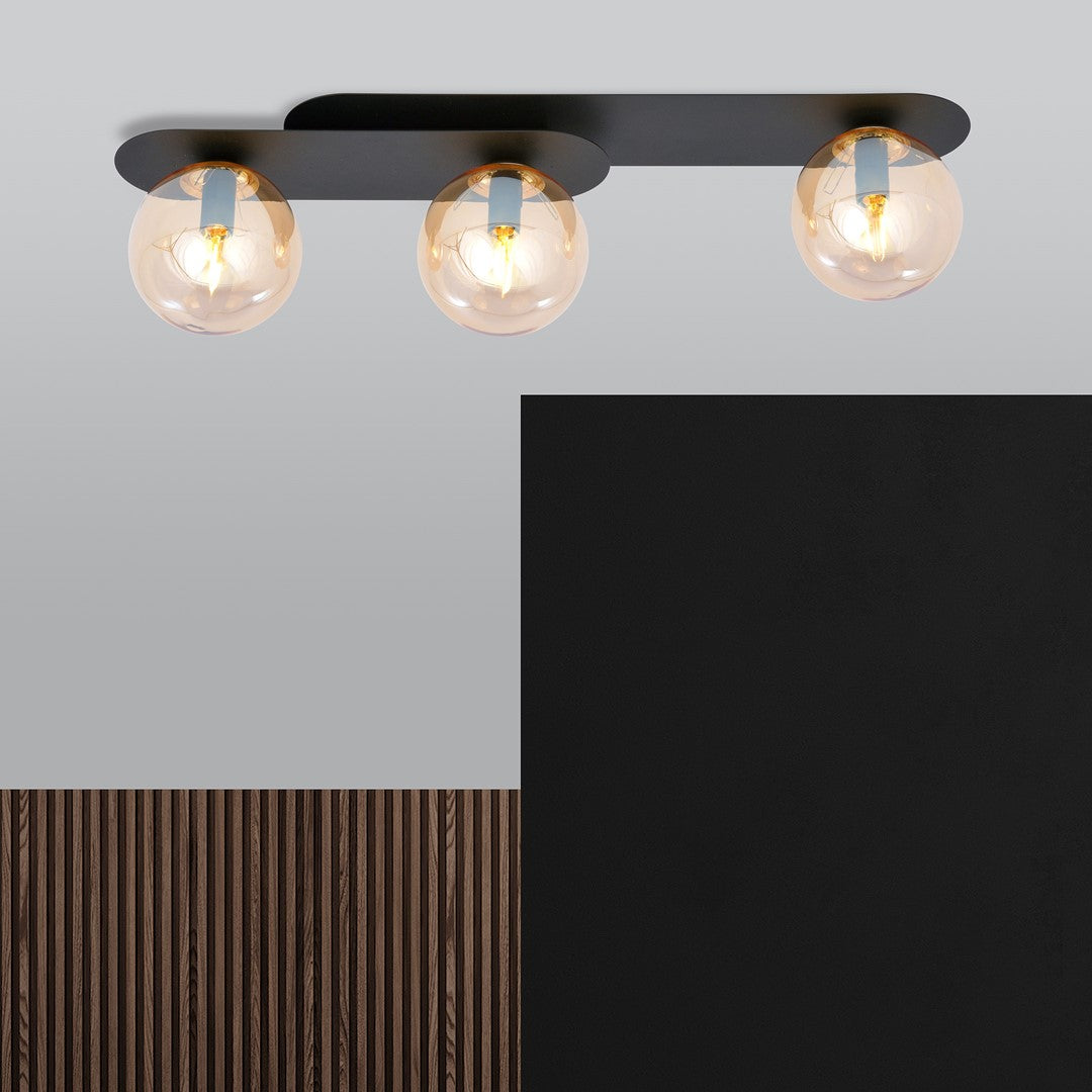 Loftlampe PLAZA 3 - Sort / Rav - Nordic Unique