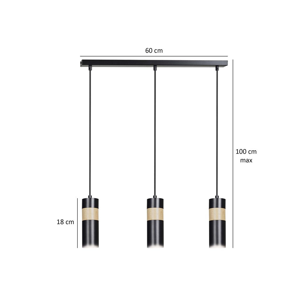 Loftlampe AKARI 3 - Sort / Træ - Nordic Unique