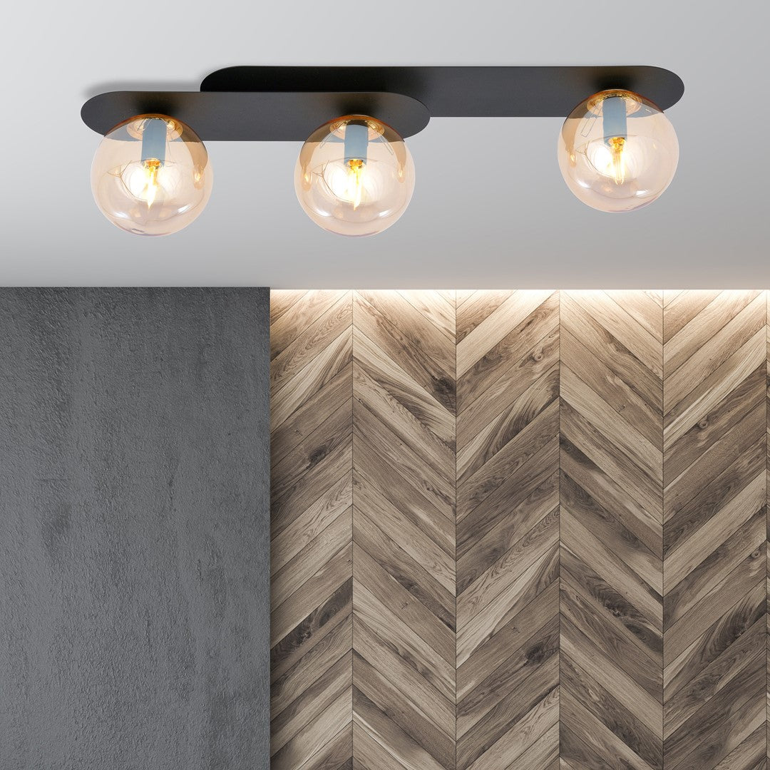 Loftlampe PLAZA 3 - Sort / Rav - Nordic Unique