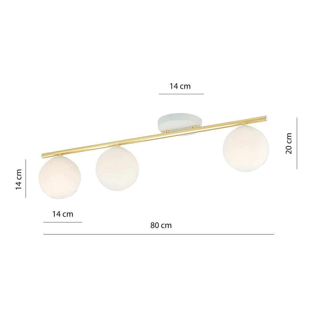 Loftlampe MONZA 3 - Hvid / Guld - Nordic Unique