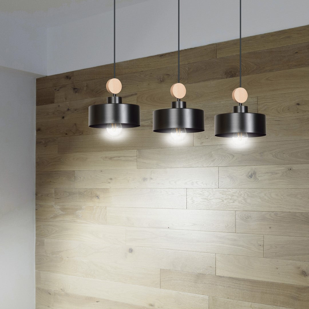 Loftlampe TUNISO 3 - Sort / Træ - Nordic Unique