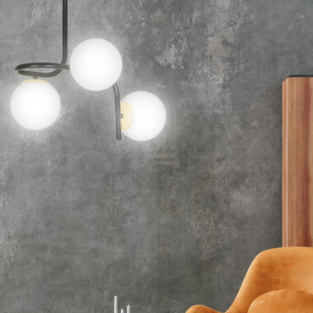 Loftlampe RAGNAR 3 - Sort / Hvid / Guld - Nordic Unique