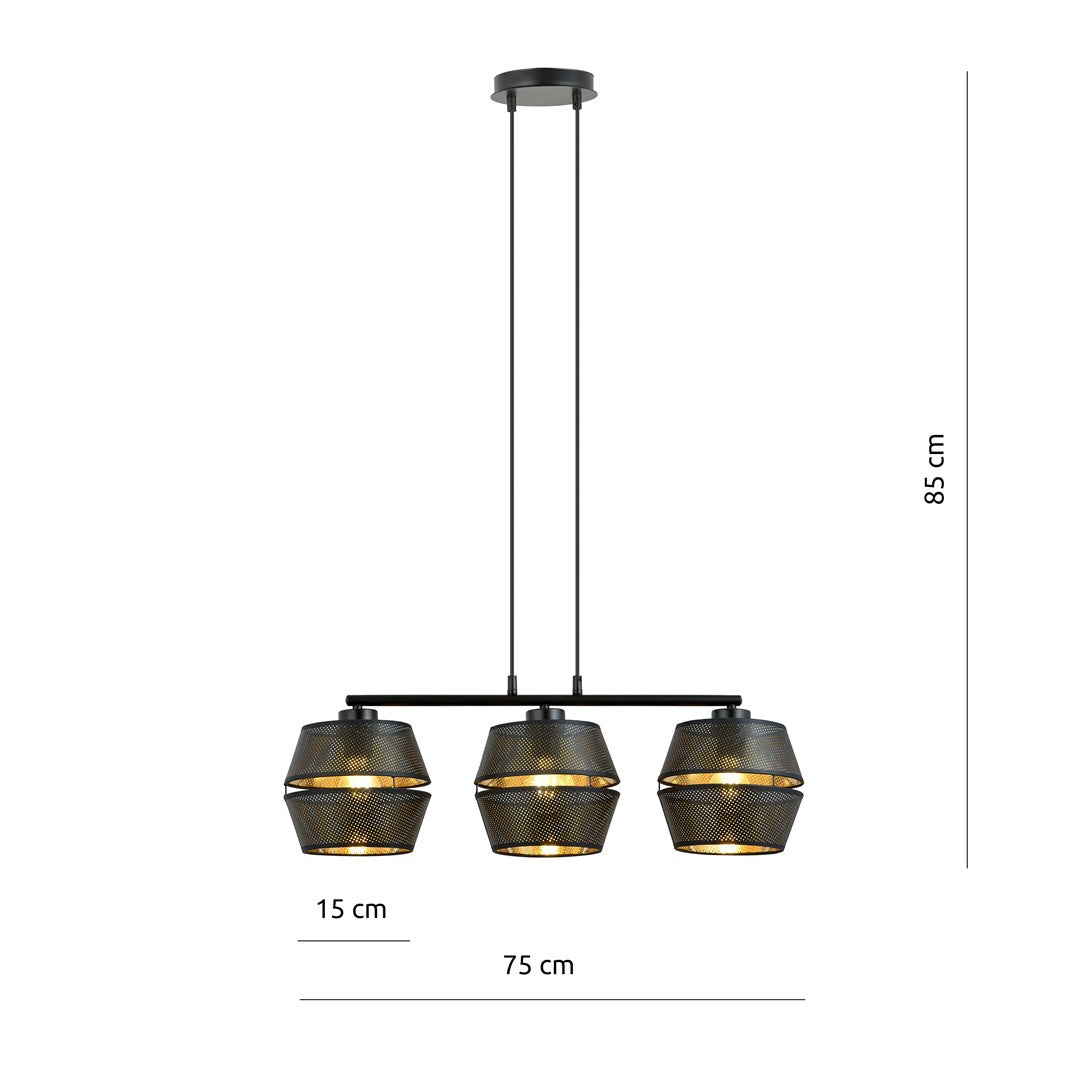 Loftlampe MALIA 3 - Sort / Guld - Nordic Unique