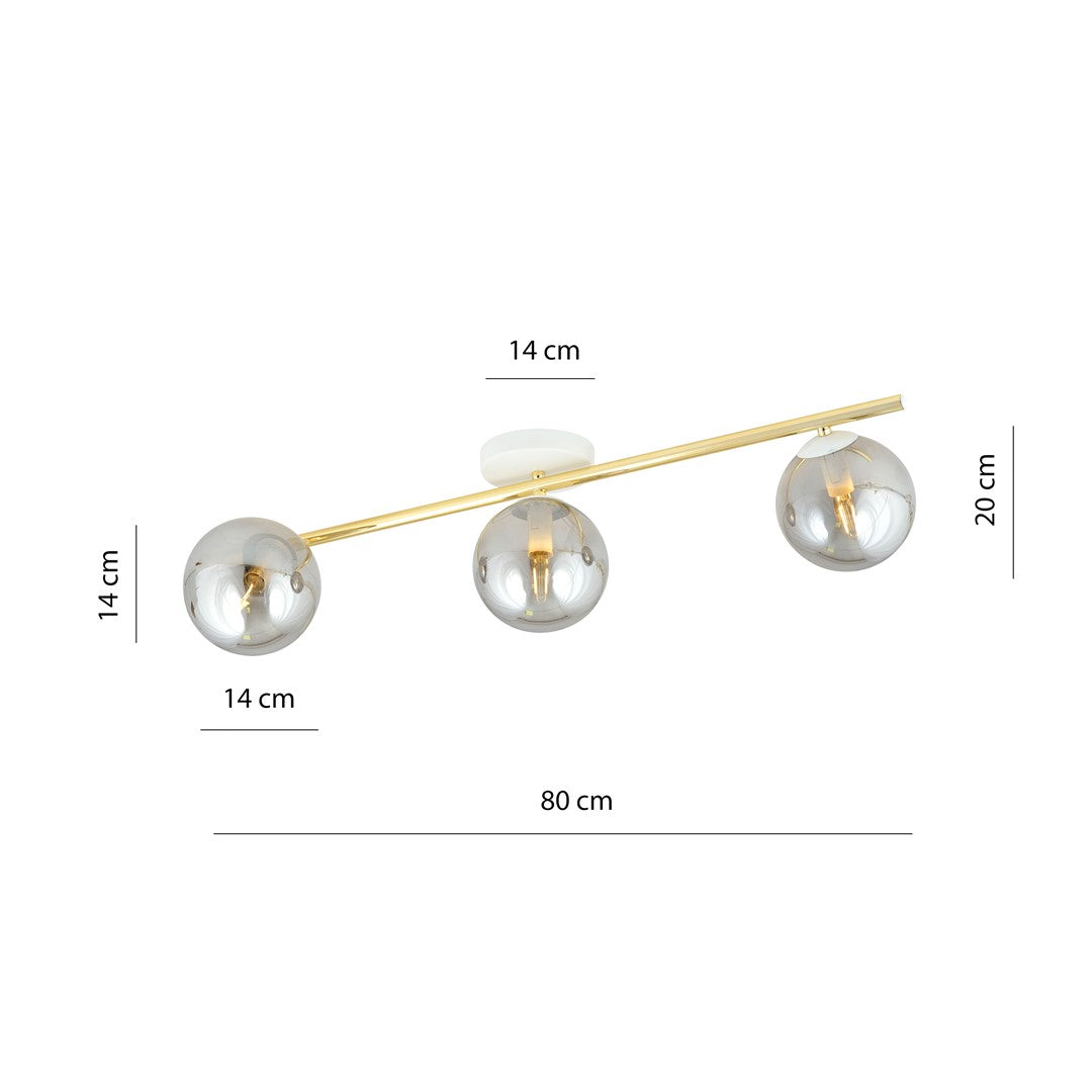 Loftlampe SPLENDI 3 - Hvid / Grafit / Guld - Nordic Unique