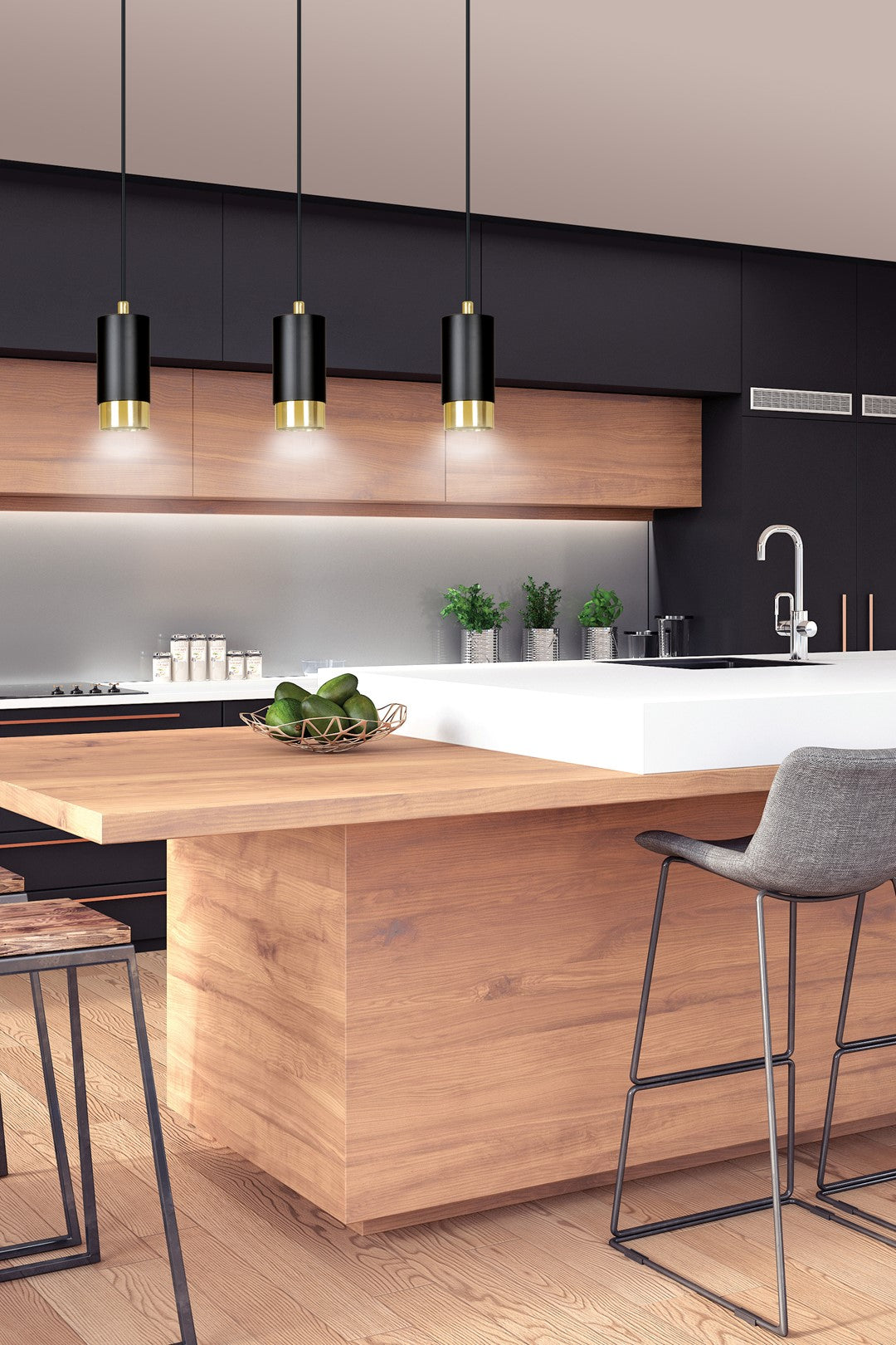 Loftlampe FUMIKO 3 - Sort / Guld - Nordic Unique