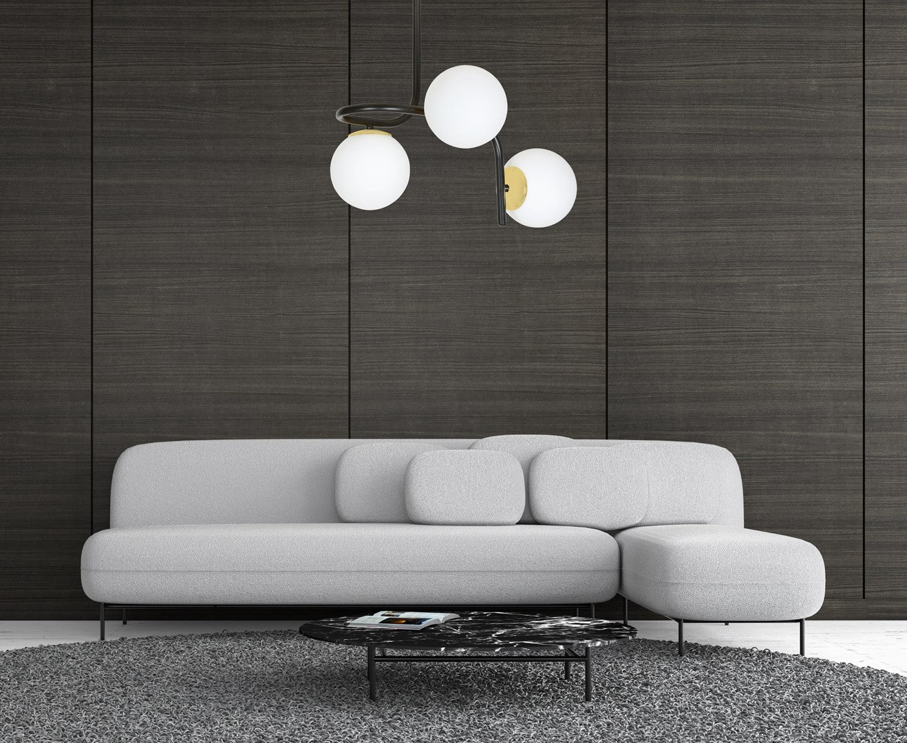 Loftlampe RAGNAR 3 - Sort / Hvid / Guld - Nordic Unique