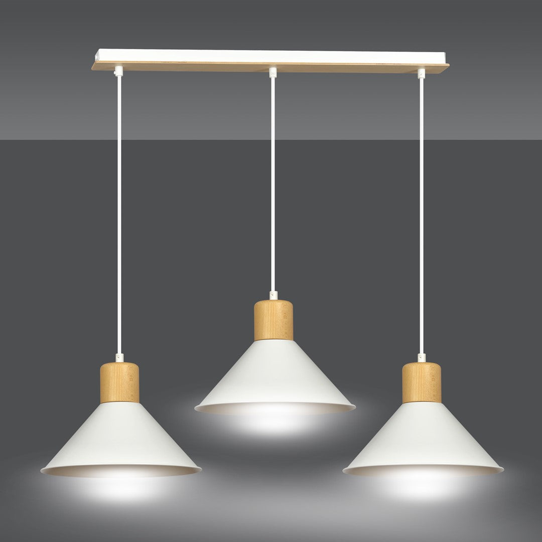 Loftlampe ROWEN 3 - Hvid / Træ - Nordic Unique